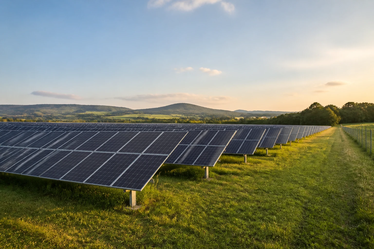 Pozemní fotovoltaická elektrárna v krajině